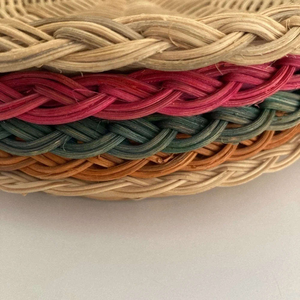 Set of 5 Multicolored Wicker Rattan Baskets